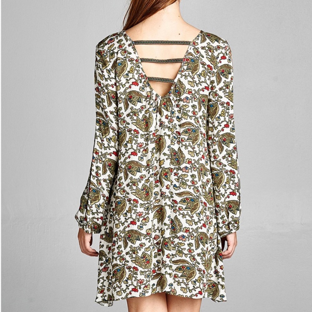 NEW! Olive and Off-white Floral Dress